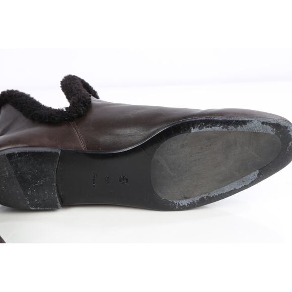 The Row Eros Brown Leather Shearling Lined Ankle Boots Luxe Winter Size 40.5 - Picture 12 of 16